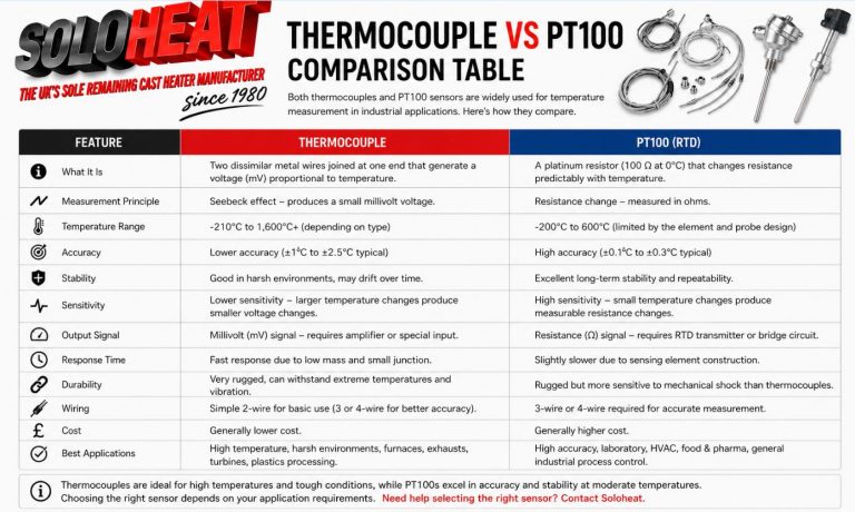 Thermocouple vs PT100 Infographic